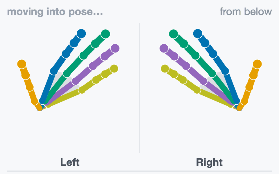 On both hands the thumb closes onto the index fingertip over one second, then holds.