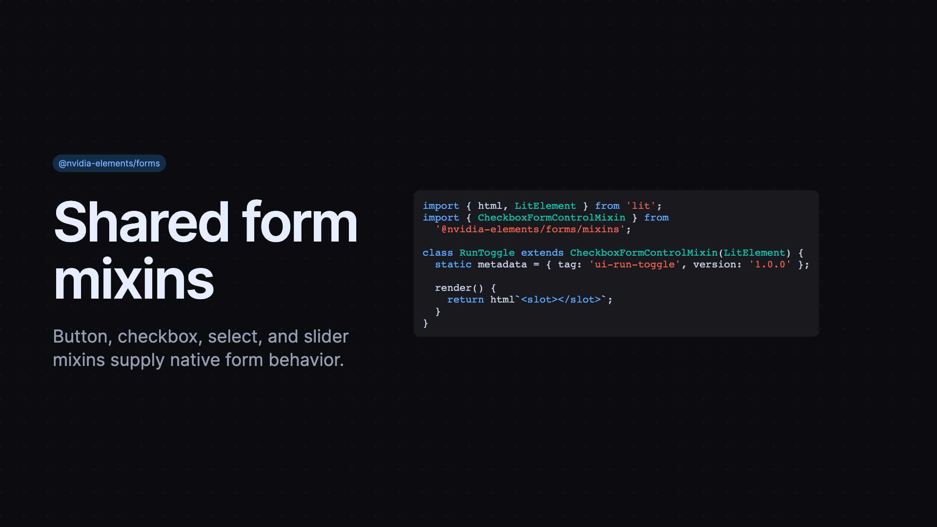Custom toggle component extending the shared checkbox form-control mixin