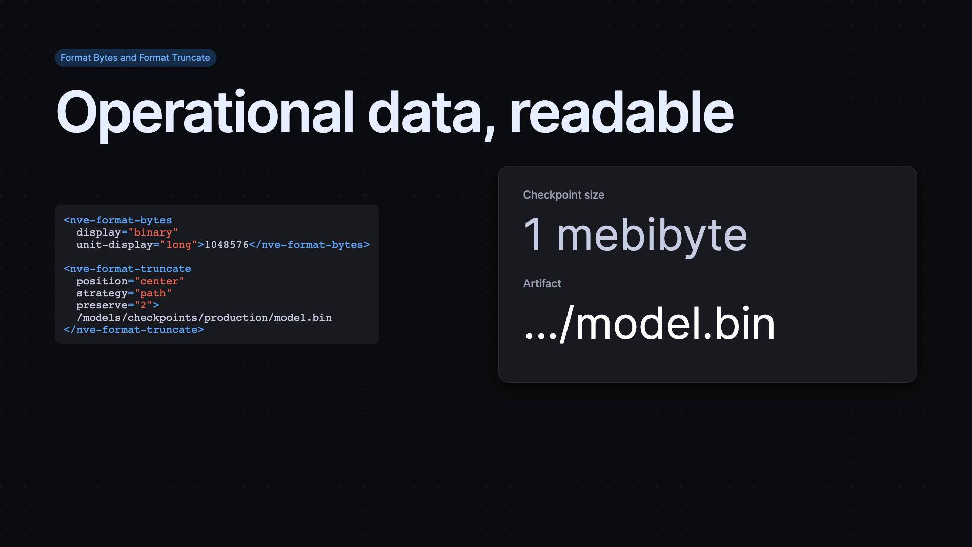 Checkpoint size formatted with binary units beside a truncated model path