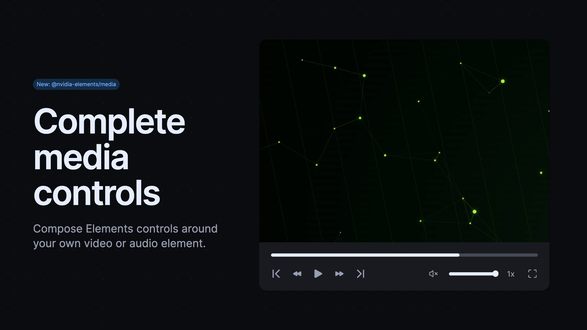 Video with playback, seeking, volume, rate, and full-screen controls