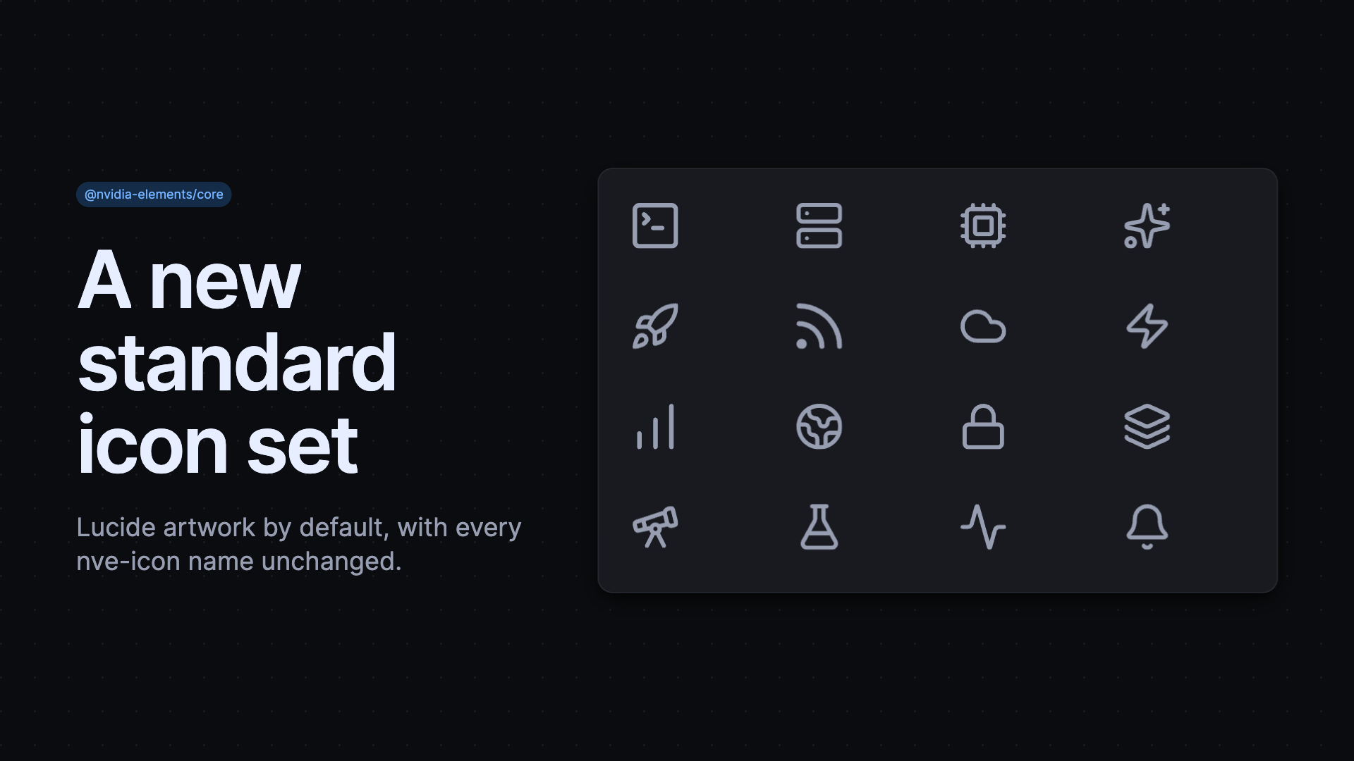 Grid of standard outline icons for infrastructure and operational interfaces